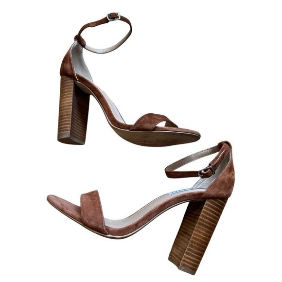 Steve Madden Chestnut Brown Carrson Dress Sandal Block Heel - Picture 7 of 12